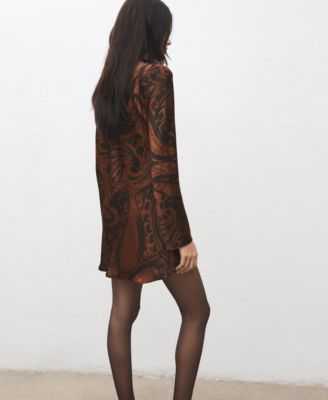 Women's Paisley-Print Satin Dress