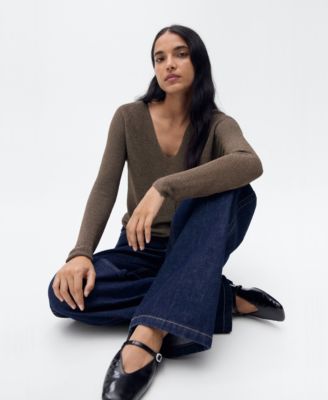 Women's V-Neck Lurex Sweater