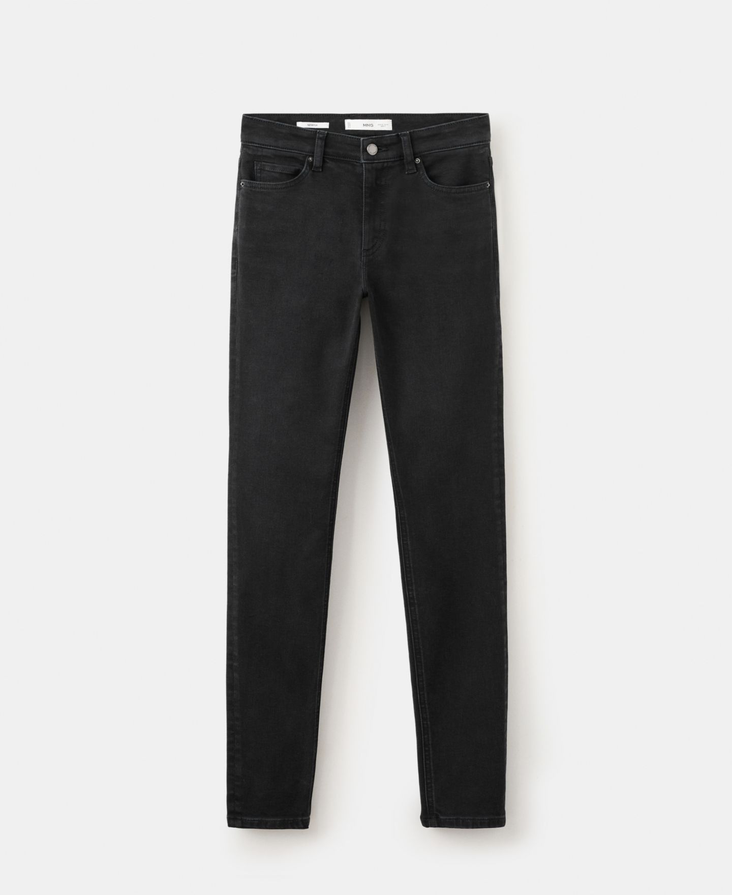 Женские джинсы Mango Mid-Rise Skinny, цвет: Чёрный джинсовый — фото 2