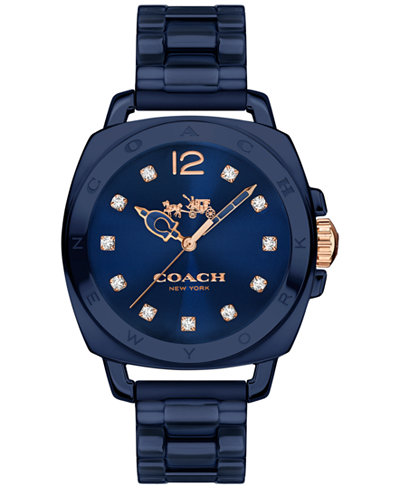 COACH Women's Boyfriend Navy Ceramic Bracelet Watch 34mm 14502502
