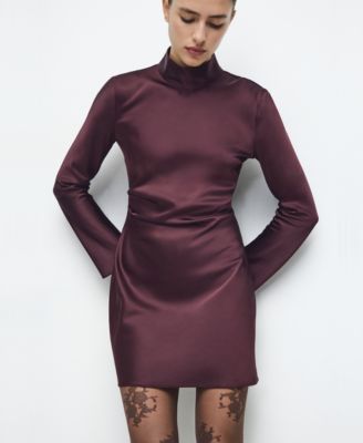 Women's Pleat Detail Satin Dress