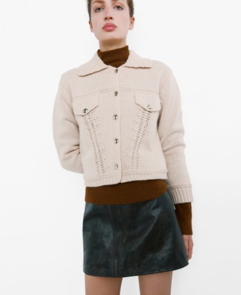 Женские куртки MANGO Women's Polo Collar Knitted Jacket