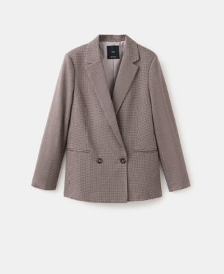 Women's Double-Breasted Micro-Houndstooth Jacket