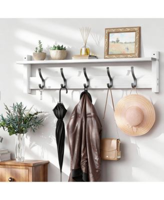 5-Hook Wall Coat Rack with Shelf