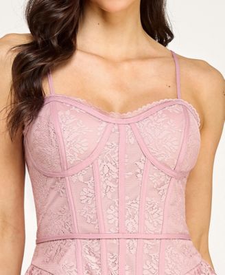 Juniors' Sweetheart Neck Sleeveless Lace Corset Dress