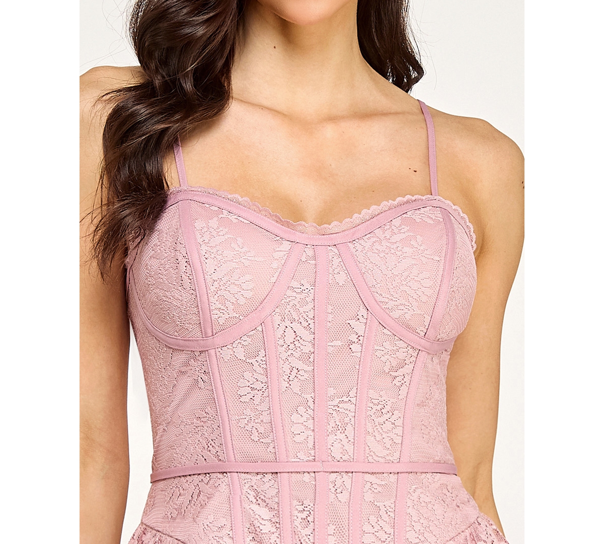 Seni & Cade Juniors' Sweetheart Neck Sleeveless Lace Corset Dress