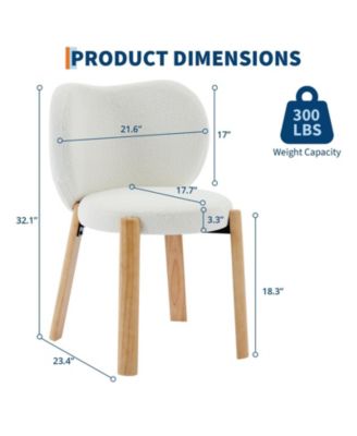 Set of 2 Heart-Back Teddy Vanity Chairs, Armless Small-Space Seating, 300LBS Capacity, Fits Under 24" Desks