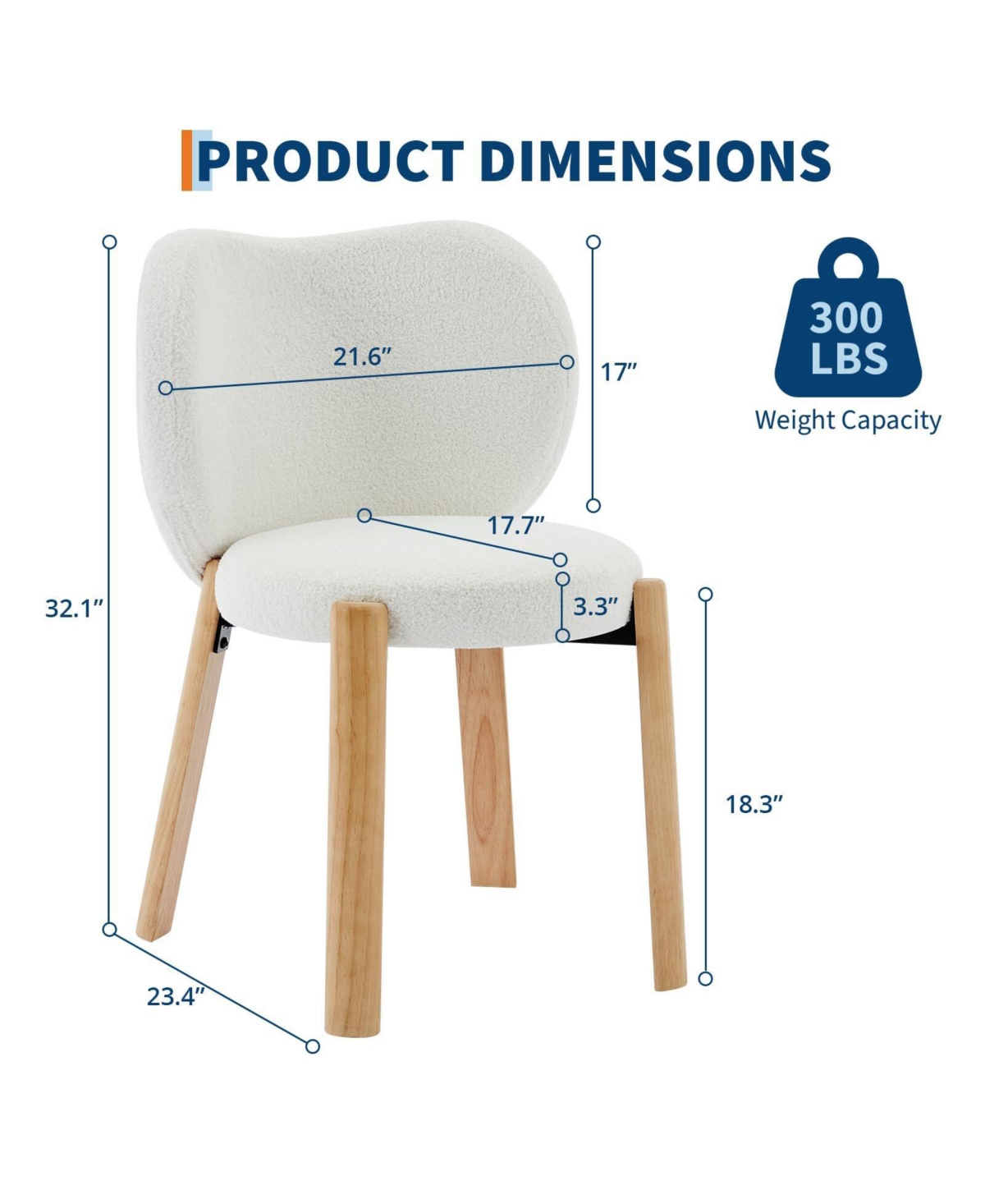Gaomon Set of 2 Heart-Back Teddy Vanity Chairs, Armless Small-Space Seating, 300LBS Capacity