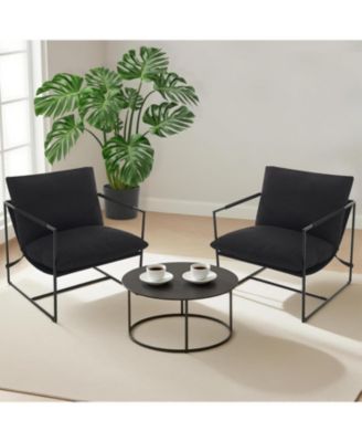 Modern Plush Sling Accent Chair, Shredded Foam Upholstery & Sturdy Metal Frame Comfy Lounge Chair for Home