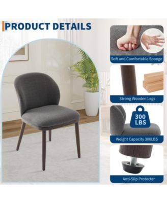 Set of 4 Upholstered Dining Chairs, Ergonomic Back Support Kitchen Seating with Solid Wood Legs