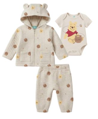 Baby Boys' Pooh Jacket, Bodysuit & Pants, 3-Piece Set