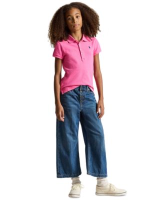 Girls 7-16 Stretch Cotton Mesh Polo Shirt
