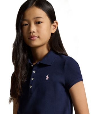 Girls 7-16 Stretch Cotton Mesh Polo Shirt