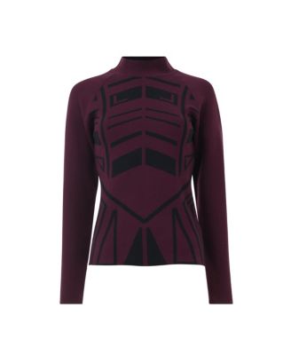 Women's Geometric Jacquard Fitted Knit Top