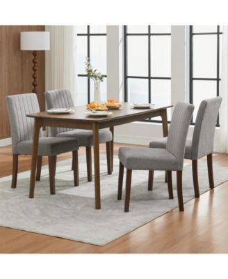 Set of 6 Modern Linen Fabric Upholstered Dining Chairs, Kitchen Side Chairs with Solid Wood Legs