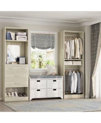 Set of 2 Free-standing Closet System with Drawers and Hanging Rods for Reach-in/ Walk-in Closet
