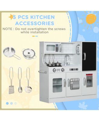 Kids Pretend Play Kitchen with Chalkboard and Accessories