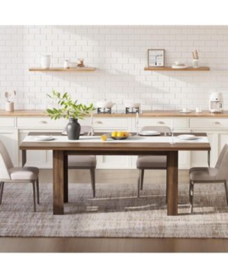 Kitchen Table Brown Long Wooden Dining Table for 6-8 for Dining Room, Home Office, Living Room