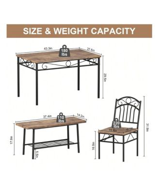 Kitchen Table Dining Table Set For 4 4Piece Dining Room Table and Chairs 43.3inch Kitchen Table Set