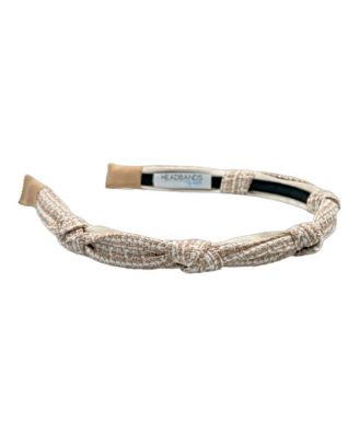Women's Knotted Tweed Headband - Cream Beige