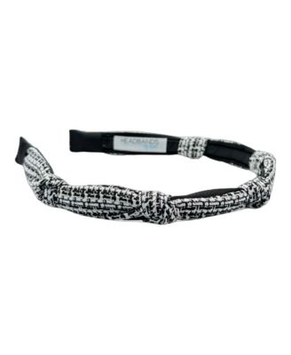 Women's Knotted Tweed Headband - Black Ivory