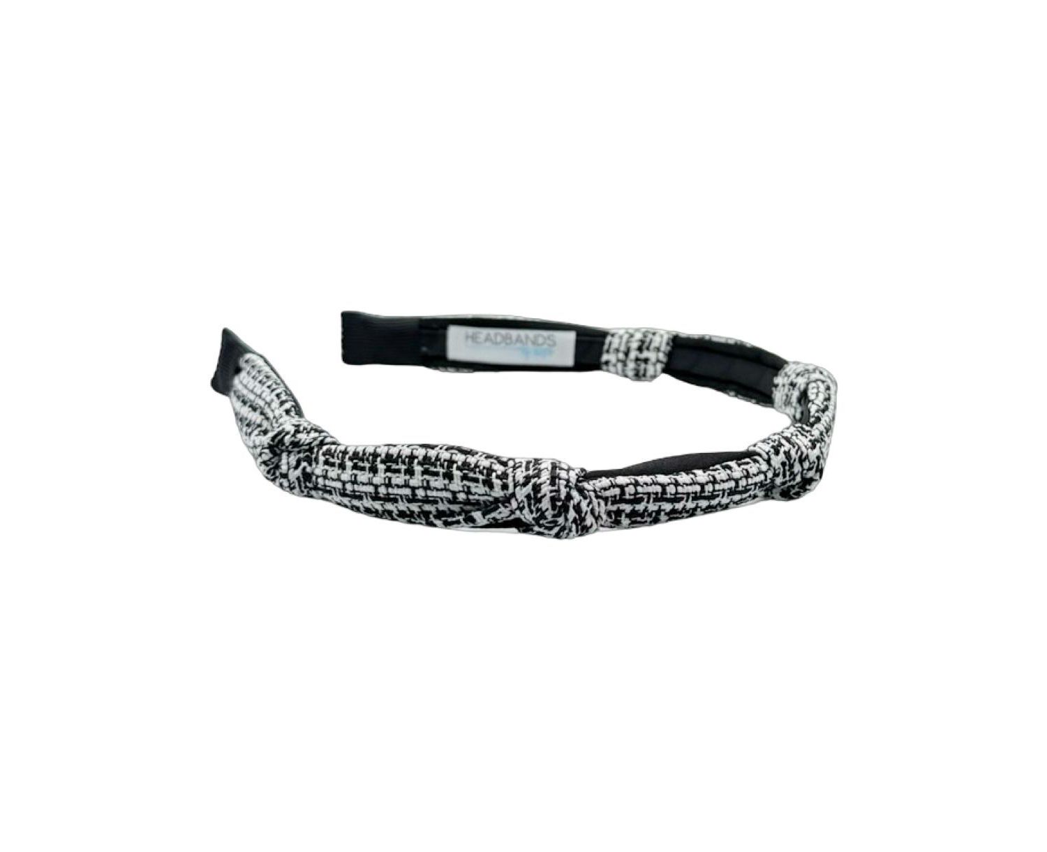 Women's Knotted Tweed Headband - Black Ivory