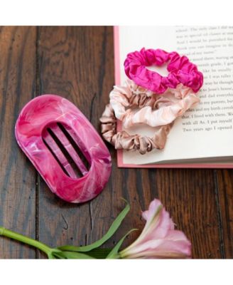 Women's Satin Scrunchie Set - Hot Pink, Light Pink, Mauve