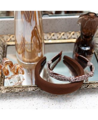 Women's Knotted Tweed Headband - Espresso Maroon