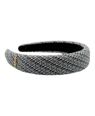 Women's Classic Padded Tweed Headband - Black Ivory