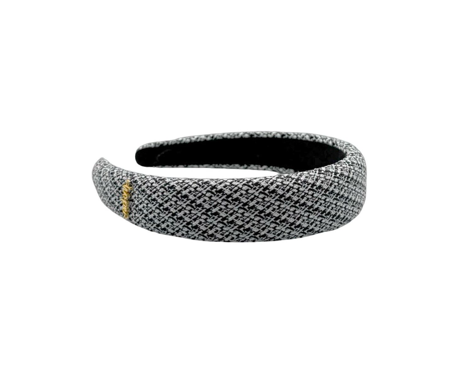 Women's Classic Padded Tweed Headband - Black Ivory