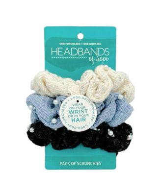 Women's Tweed Scrunchie Set of 3 - Sequin Pearls