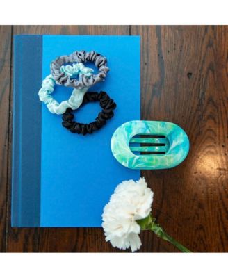 Women's Satin Scrunchie Set - Black, Gray, Light Blue