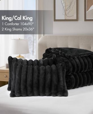 Jasmine Faux Fur Reverse to Velvet 3-Pc. Comforter Set, King