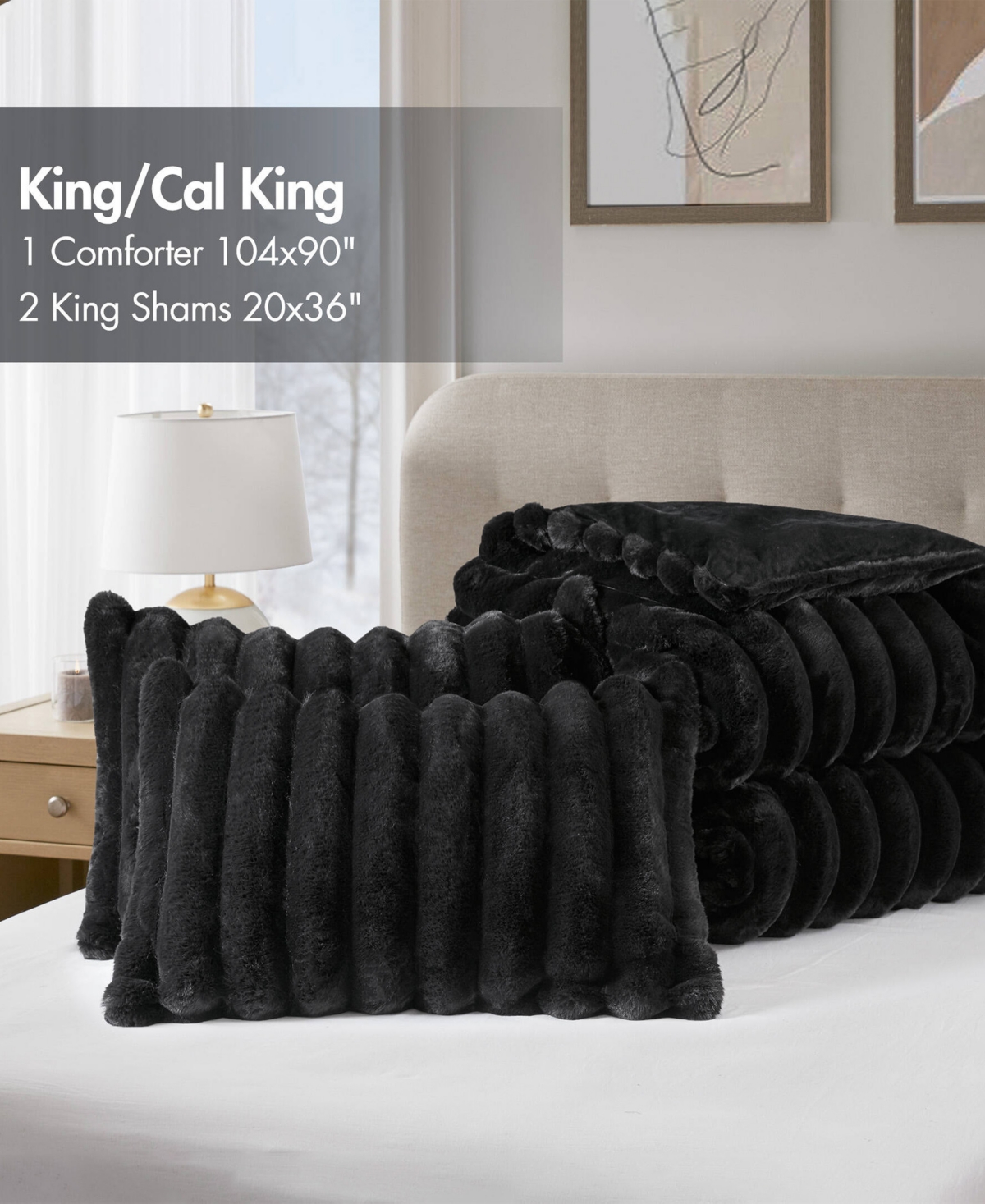 Madison Park Jasmine Faux Fur Reverse to Velvet 3-Pc. Comforter Set