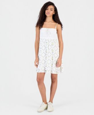 Juniors' Crochet Babydoll Mini Dress