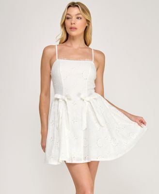 Juniors' Sleeveless Fit & Flare Mini Dress