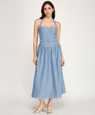 Juniors' Sweetheart Neck Fit & Flare Midi Dress