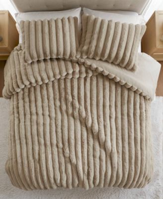 Jasmine Faux Fur Reverse to Velvet 3-Pc. Comforter Set, Full/Queen