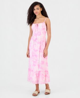 Juniors' Printed Tiered Midi Dress
