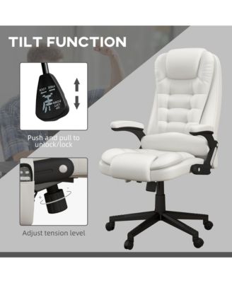High Back Vibration Massage Office Chair with 6 Vibration Points Heated Reclining PU Leather