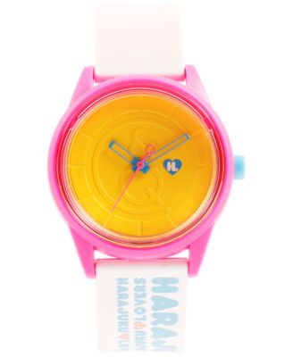 Harajuku Lovers - Unisex Emoji Designed by Gwen Stefani White Printed Strap Watch 40mm HL2324