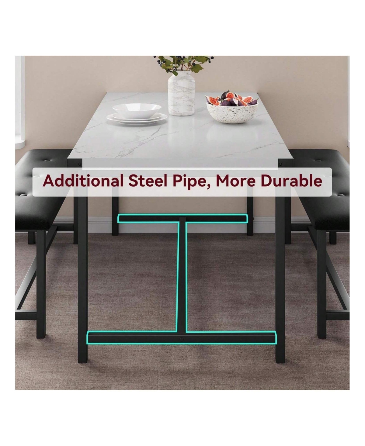 Kitchen Table Dining Table Set For 4 for Dining Room, Home Office, Living Room