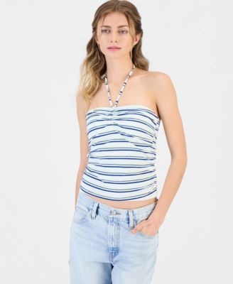 Juniors' Ruched Halter Tube Top