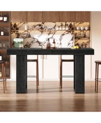 Bar Table, Modern Counter Height Pub Table, Rectangular Home Coffee Bar Unit with Sturdy Legs