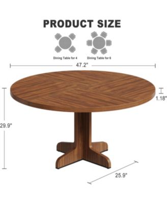 Kitchen Table Round Dining Table for 4-6 People 47 Inches Kitchen Dining Room