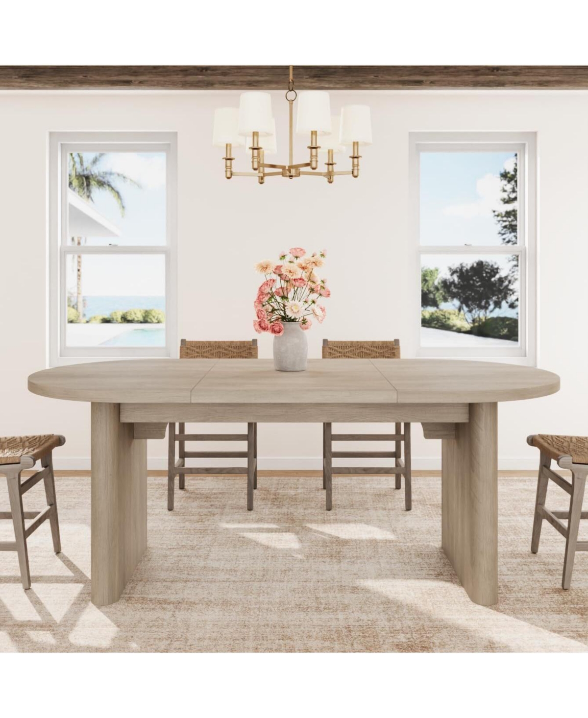 Gaomon Kitchen Table 70 Oval Dining Table for 6 to 8 People Long Large Kitchen Table for Dining Room, Home Office, Living Room