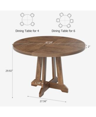 Kitchen Table Dining Table for 4 to 6 People 47 Inch Round Dining Table Wooden Kitchen Table for Dining Room, Home Office