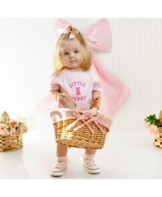 Baby Girls Little Bunny Rose Easter Short Sleeve Romper
