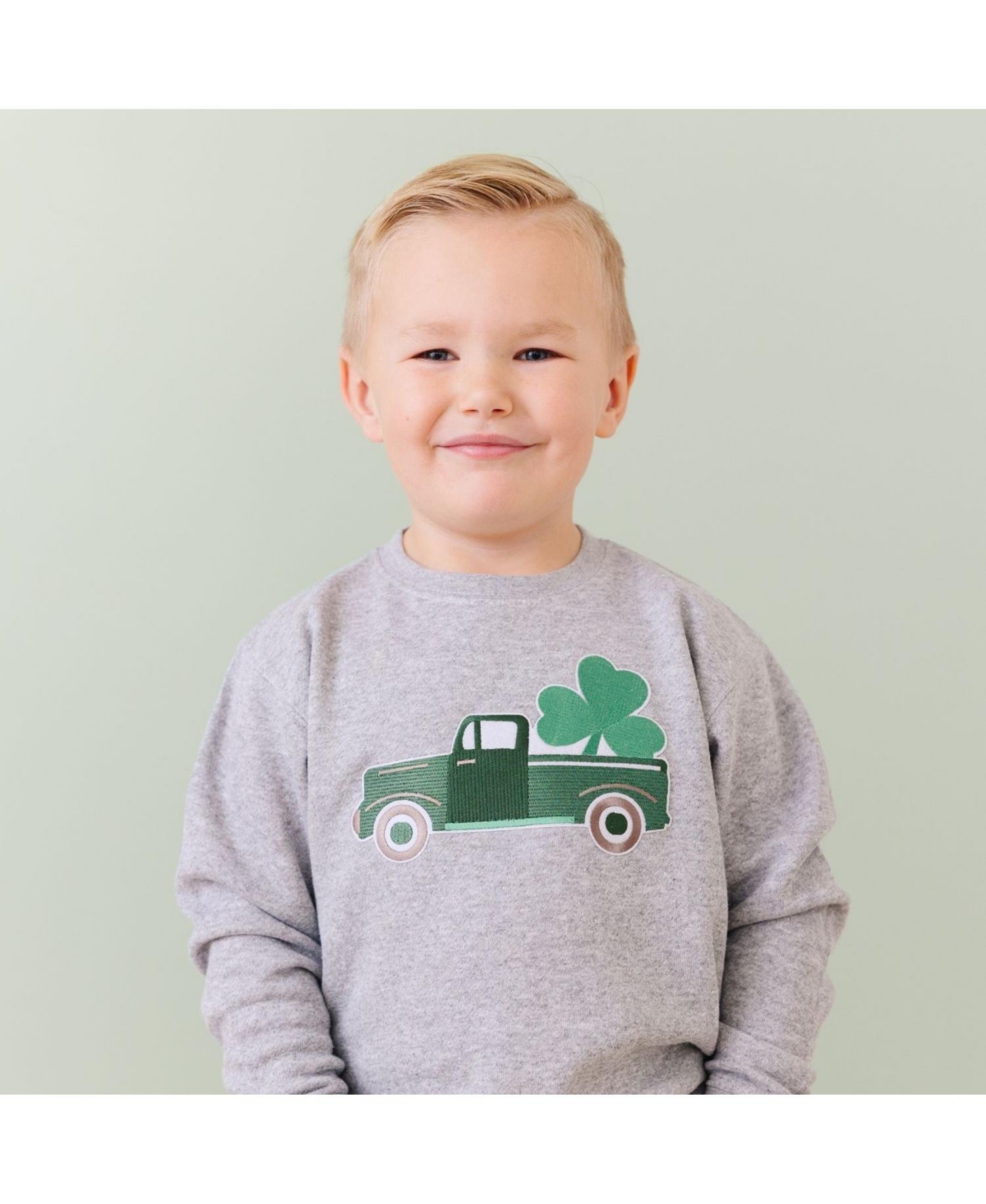 Draft - Sweet Wink Toddler Boys Shamrock Truck Patch St. Patrick's Day Sweatshirt