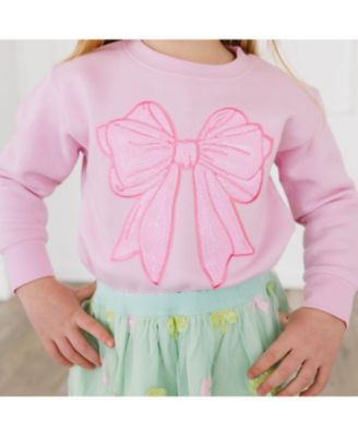 Toddler Girls Pink Bow Sequin Patch Sweatshirt